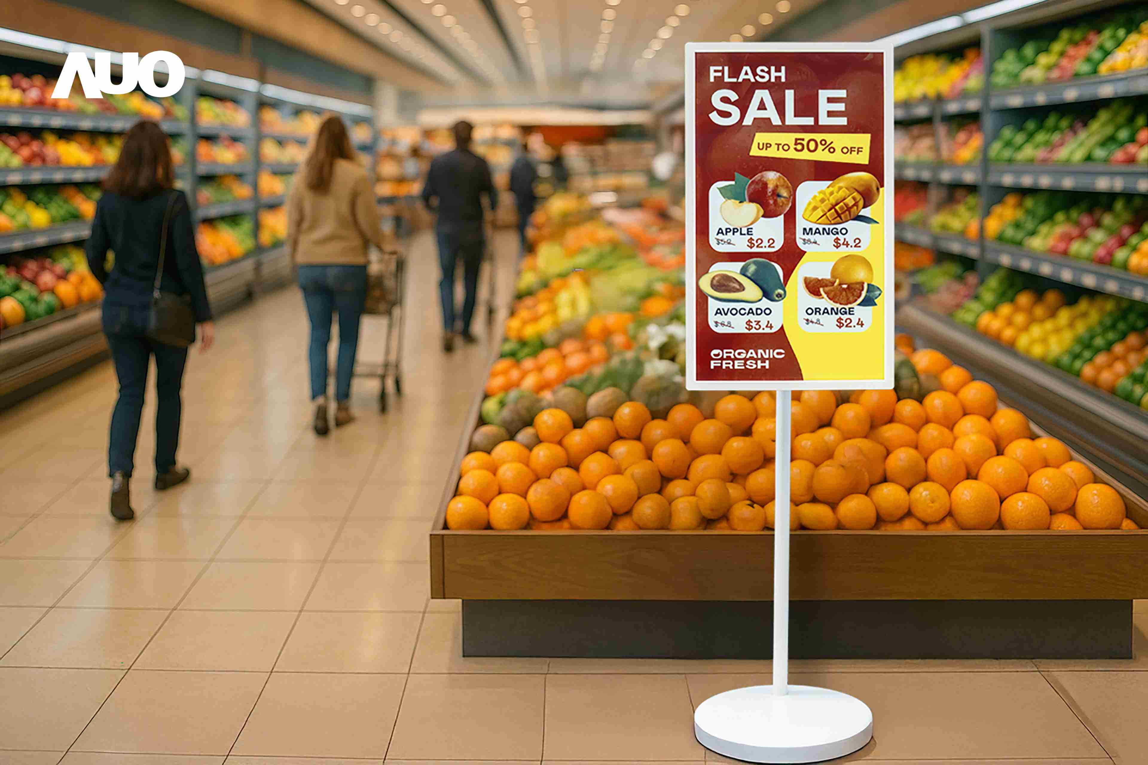 达擎首亮相低功耗、、、全彩的〝aecoPost电子纸解决方案〞，，，仅在更新画面时需要微量的电力驱动，，，，无需布建电线的便捷设计，，使其可灵活应用、、、、随意置放，，并可透过云端或行动装置app，，轻松管理及排程广告内容，，，晋升店头营销利器。。。。